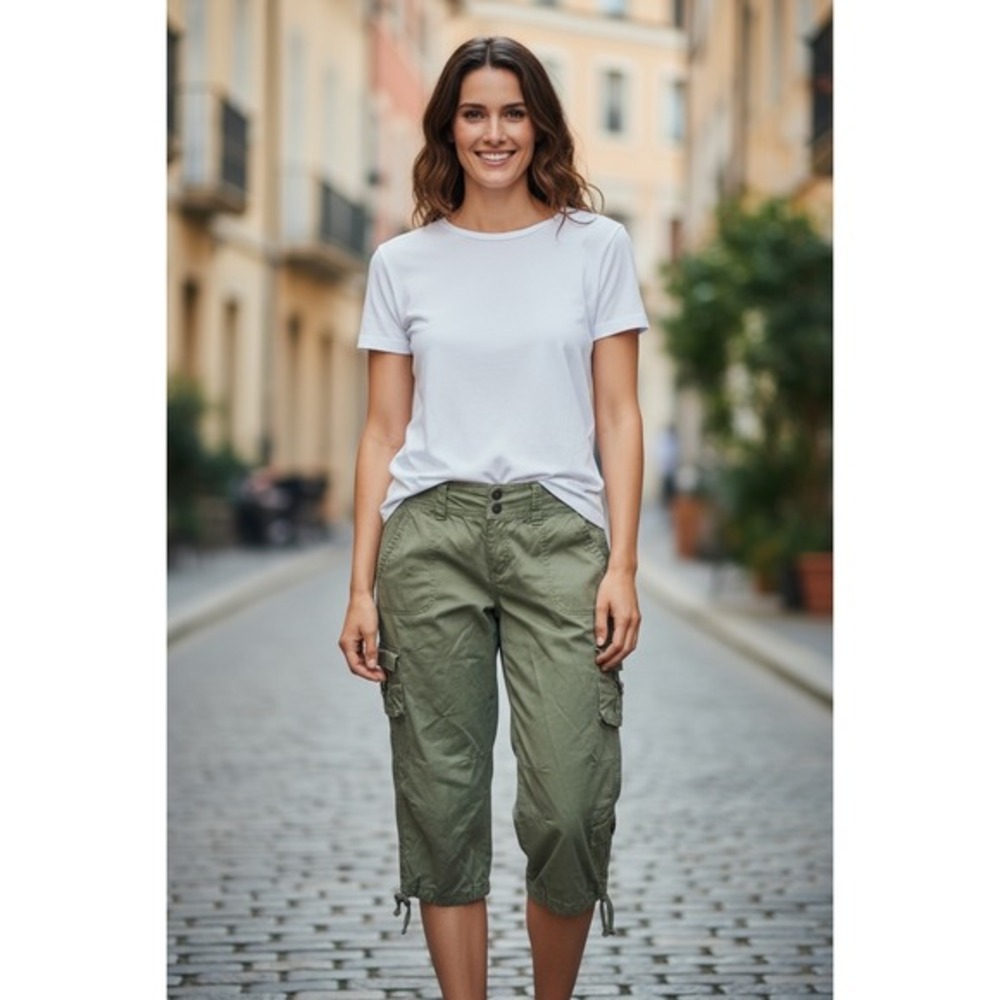 Aeropostale Olive‎ Green Capri Cargo Pants Women's Size 9/10 Cropped